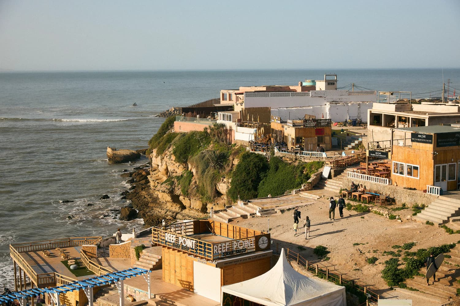 Atlantic coast surf village view at Aman Surf & Yoga in Imsouane, Morocco